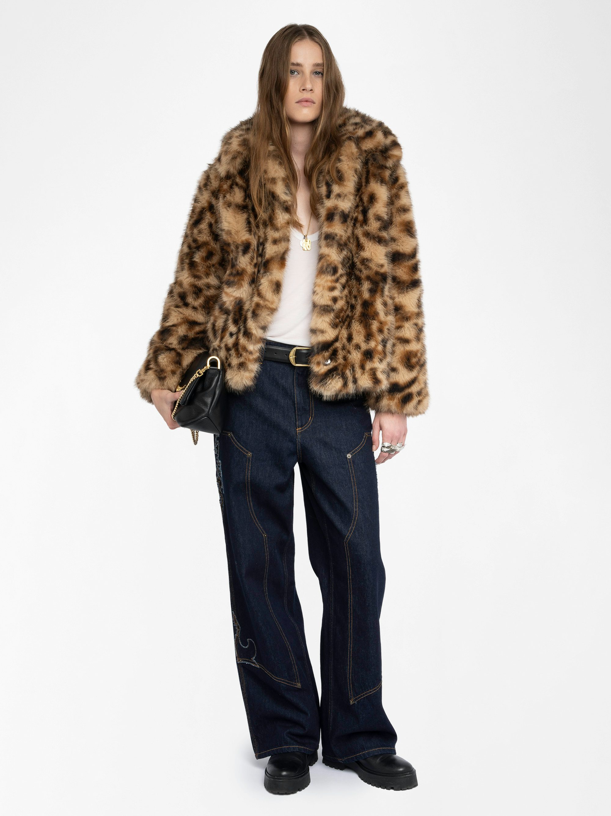 Finito Coat - Leopard faux fur coat.
